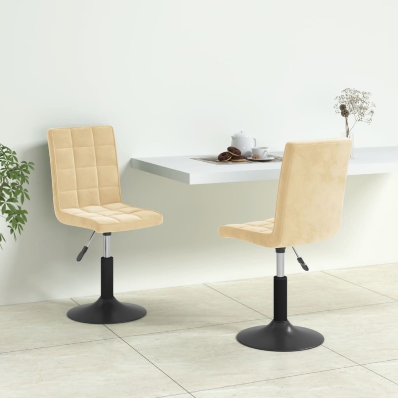 Chaises pivotantes à manger lot de 2 crème velours Chaises pivotantes à manger lot de 2 crème velours