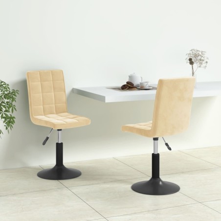 Chaises pivotantes à manger lot de 2 crème velours 