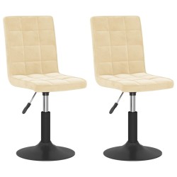 Chaises pivotantes à manger lot de 2 crème velours 