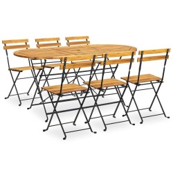 Ensemble à manger d'extérieur pliable 7pcs Bois d'acacia solide 