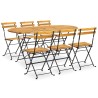 Ensemble à manger d'extérieur pliable 7pcs Bois d'acacia solide 