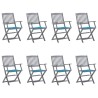 Chaises pliables d'extérieur lot de 8 et coussins Bois d'acacia 