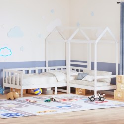 Ensemble de lit de jour et de banc avec toit sans matelas blanc 