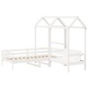 Ensemble de lit de jour et de banc avec toit sans matelas blanc 