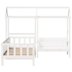 Ensemble de lit de jour et de banc avec toit sans matelas blanc 
