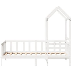 Ensemble de lit de jour et de banc avec toit sans matelas blanc 
