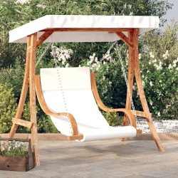 Chaise balançoire avec coussin et auvent bois massif d'épicéa 
