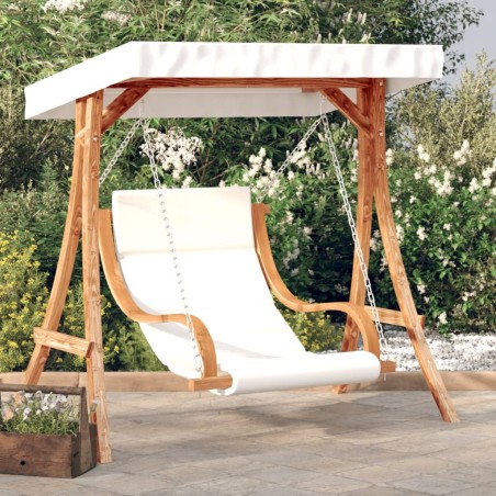 Chaise balançoire avec coussin et auvent bois massif d'épicéa 