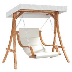 Chaise balançoire avec coussin et auvent bois massif d'épicéa 