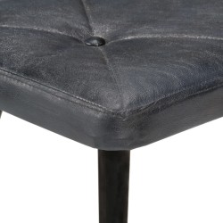 Chaise à oreilles avec repose-pied Gris Cuir véritable 