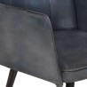 Chaise à oreilles avec repose-pied Gris Cuir véritable 