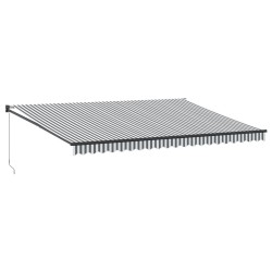 Auvent rétractable anthracite et blanc 5x3 m tissu et aluminium 