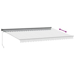 Auvent rétractable anthracite et blanc 5x3 m tissu et aluminium 