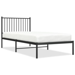 Cadre de lit métal sans matelas avec tête de lit noir 90x200 cm 