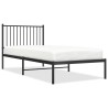 Cadre de lit métal sans matelas avec tête de lit noir 90x200 cm 