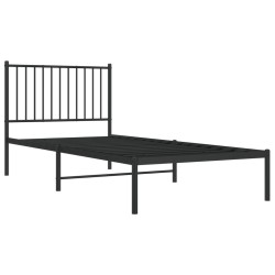 Cadre de lit métal sans matelas avec tête de lit noir 90x200 cm 