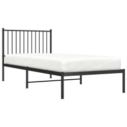 Cadre de lit métal sans matelas avec tête de lit noir 90x200 cm 