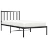 Cadre de lit métal sans matelas avec tête de lit noir 90x200 cm 