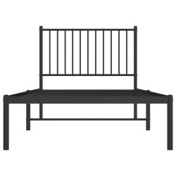 Cadre de lit métal sans matelas avec tête de lit noir 90x200 cm 