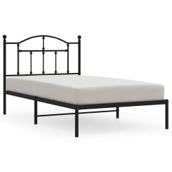 Cadre de lit métal sans matelas avec tête de lit noir 100x190cm 
