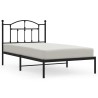 Cadre de lit métal sans matelas avec tête de lit noir 100x190cm 