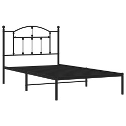 Cadre de lit métal sans matelas avec tête de lit noir 100x190cm 