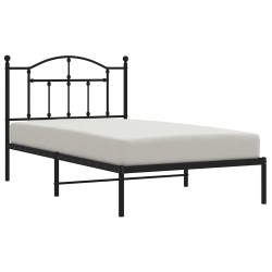 Cadre de lit métal sans matelas avec tête de lit noir 100x190cm 