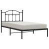 Cadre de lit métal sans matelas avec tête de lit noir 100x190cm 
