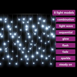 Rideau lumineux à glaçons LED 10m 400LED Blanc froid 8fonctions 