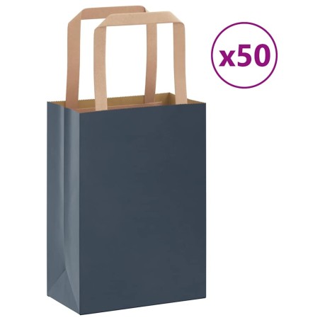 Sacs en papier 50 pcs avec poignées bleu 15x8x21 cm 