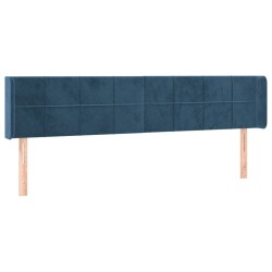 Tête de lit avec oreilles Bleu foncé 203x16x78/88 cm Velours 