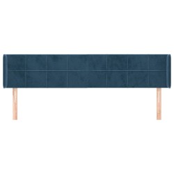 Tête de lit avec oreilles Bleu foncé 203x16x78/88 cm Velours 