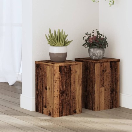 Supports pour plantes 2 pcs vieux bois bois d'ingénierie 