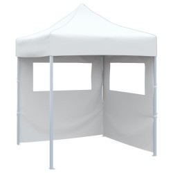 Tente de réception pliable avec 2 parois 2x2 m Acier Blanc 