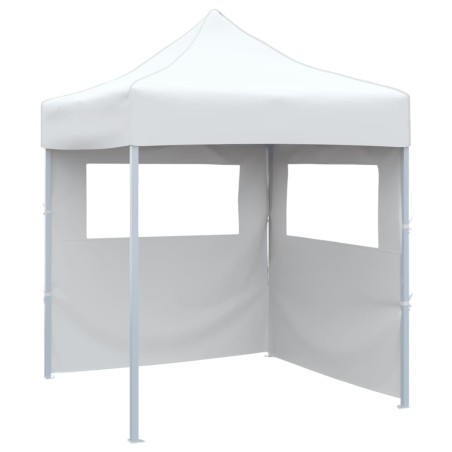 Tente de réception pliable avec 2 parois 2x2 m Acier Blanc 