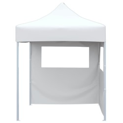 Tente de réception pliable avec 2 parois 2x2 m Acier Blanc 