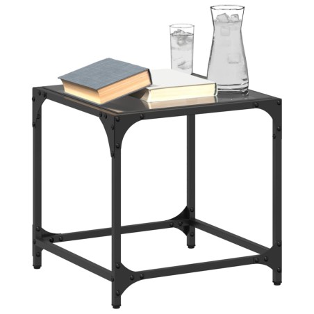 Table basse avec dessus en verre noir 40x40x40 cm acier 