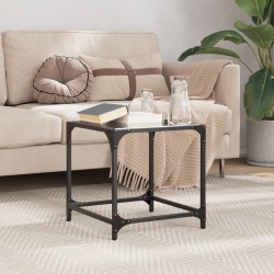 Table basse avec dessus en verre noir 40x40x40 cm acier 