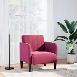 Fauteuil avec accoudoirs rouge bordeaux 54 cm velours 