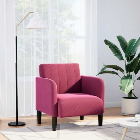 Fauteuil avec accoudoirs rouge bordeaux 54 cm velours 