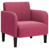 Fauteuil avec accoudoirs rouge bordeaux 54 cm velours 
