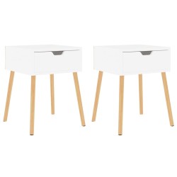 Tables de chevet 2 pcs Blanc brillant Bois d'ingénierie 