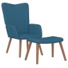 Chaise de relaxation avec repose-pied Bleu Velours 