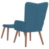 Chaise de relaxation avec repose-pied Bleu Velours 