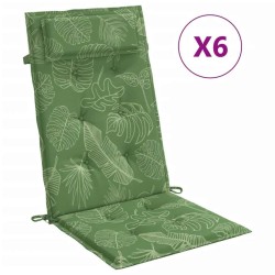 Coussins de chaise à dossier haut lot de 6 modèle de feuille 