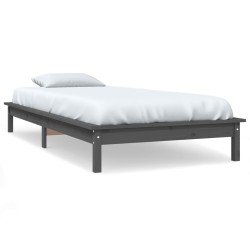 Cadre de lit sans matelas gris 100x200 cm bois massif 