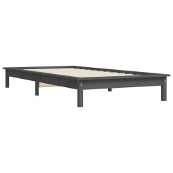Cadre de lit sans matelas gris 100x200 cm bois massif 