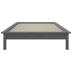 Cadre de lit sans matelas gris 100x200 cm bois massif 