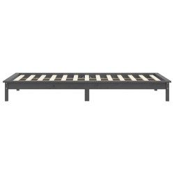 Cadre de lit sans matelas gris 100x200 cm bois massif 