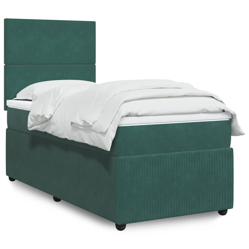 Sommier à lattes de lit avec matelas Vert foncé 100x200 cm 